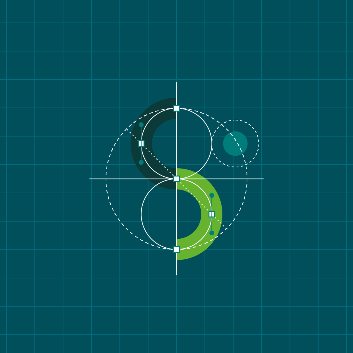 Logo-Redesign: Bildzeichen mit Konstruktionslinien und Gestaltungsraster